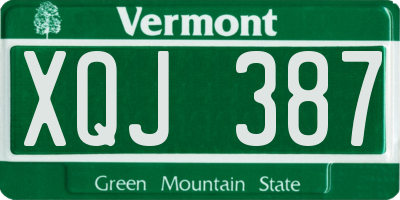 VT license plate XQJ387