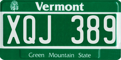 VT license plate XQJ389