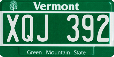 VT license plate XQJ392