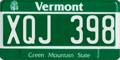 VT license plate XQJ398