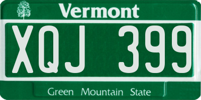 VT license plate XQJ399