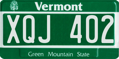 VT license plate XQJ402