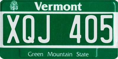 VT license plate XQJ405