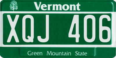 VT license plate XQJ406