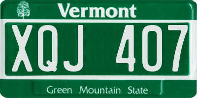 VT license plate XQJ407