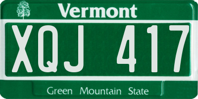 VT license plate XQJ417