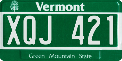 VT license plate XQJ421