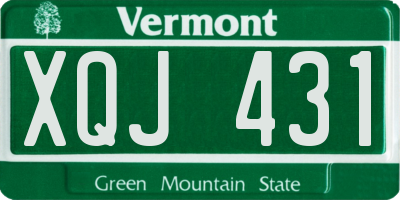 VT license plate XQJ431
