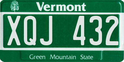 VT license plate XQJ432