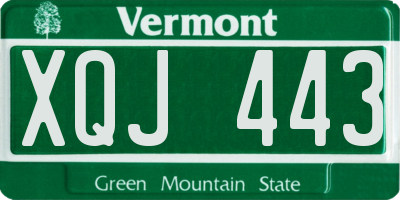 VT license plate XQJ443