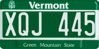VT license plate XQJ445