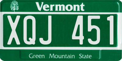 VT license plate XQJ451