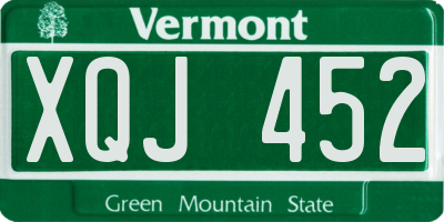 VT license plate XQJ452