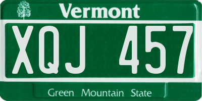 VT license plate XQJ457
