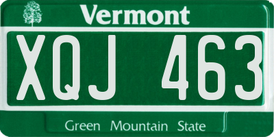 VT license plate XQJ463