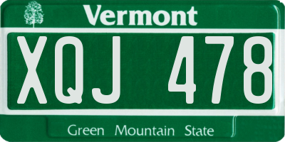 VT license plate XQJ478