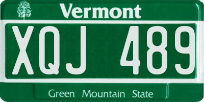 VT license plate XQJ489