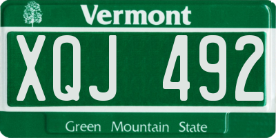 VT license plate XQJ492