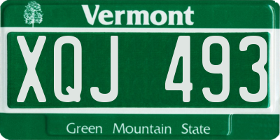 VT license plate XQJ493