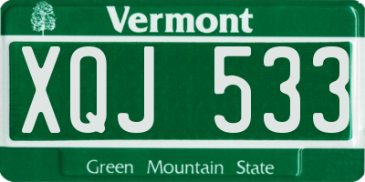 VT license plate XQJ533
