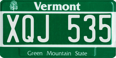VT license plate XQJ535