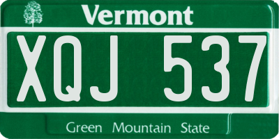 VT license plate XQJ537