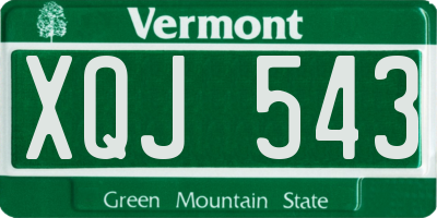 VT license plate XQJ543