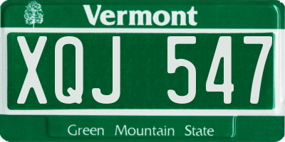 VT license plate XQJ547