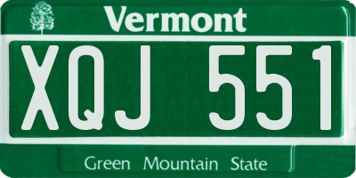 VT license plate XQJ551