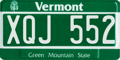 VT license plate XQJ552