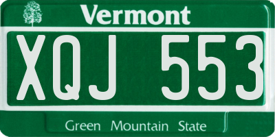 VT license plate XQJ553