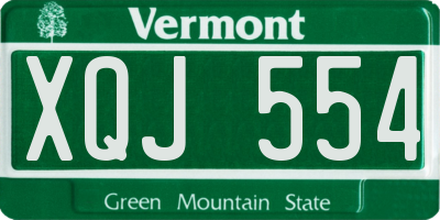 VT license plate XQJ554