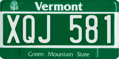 VT license plate XQJ581