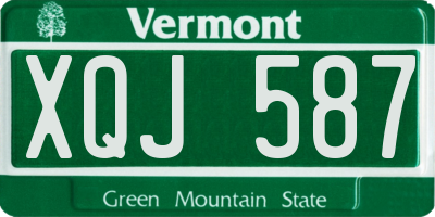 VT license plate XQJ587