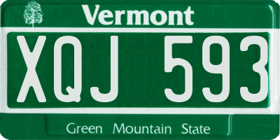 VT license plate XQJ593