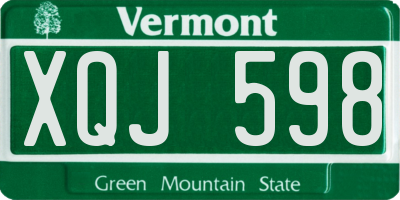 VT license plate XQJ598