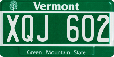 VT license plate XQJ602