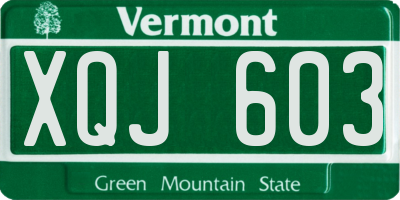 VT license plate XQJ603
