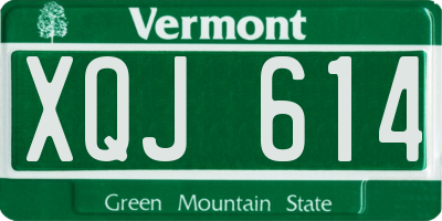 VT license plate XQJ614