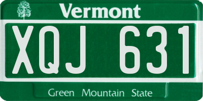 VT license plate XQJ631