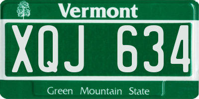 VT license plate XQJ634