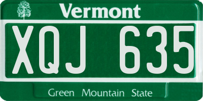 VT license plate XQJ635