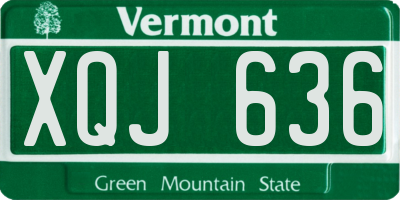 VT license plate XQJ636