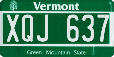 VT license plate XQJ637