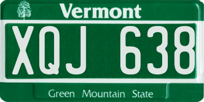 VT license plate XQJ638
