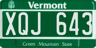 VT license plate XQJ643