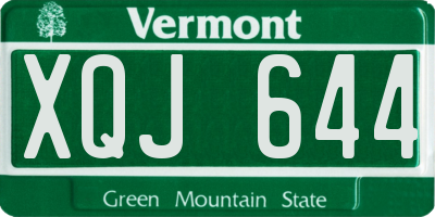 VT license plate XQJ644
