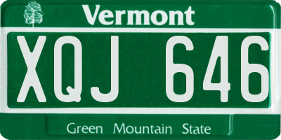 VT license plate XQJ646