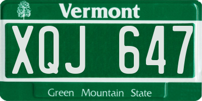 VT license plate XQJ647