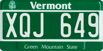 VT license plate XQJ649